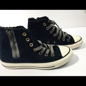 Black Sherpa Lined Converse Sneakers